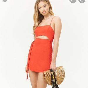 Red Forever21 cut out wrap dress